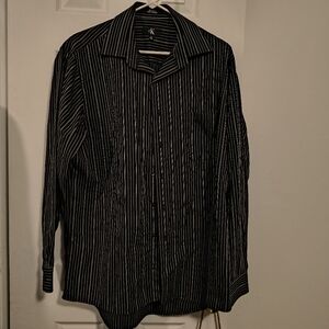 Calvin Klein Men's Dark Striped Dress Shirt